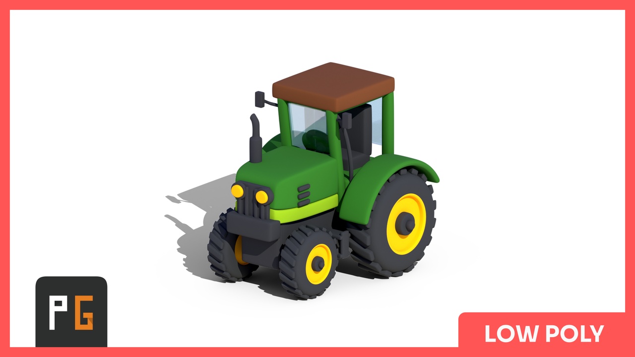 Media 1 for listing π Low Poly Tractor β Stylized Farm Vehicle