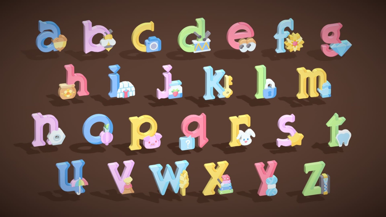 Media 1 for listing Toon Alphabets - Low Poly Cartoon Pack 5 - Kids Learning 3D Assets - Letters