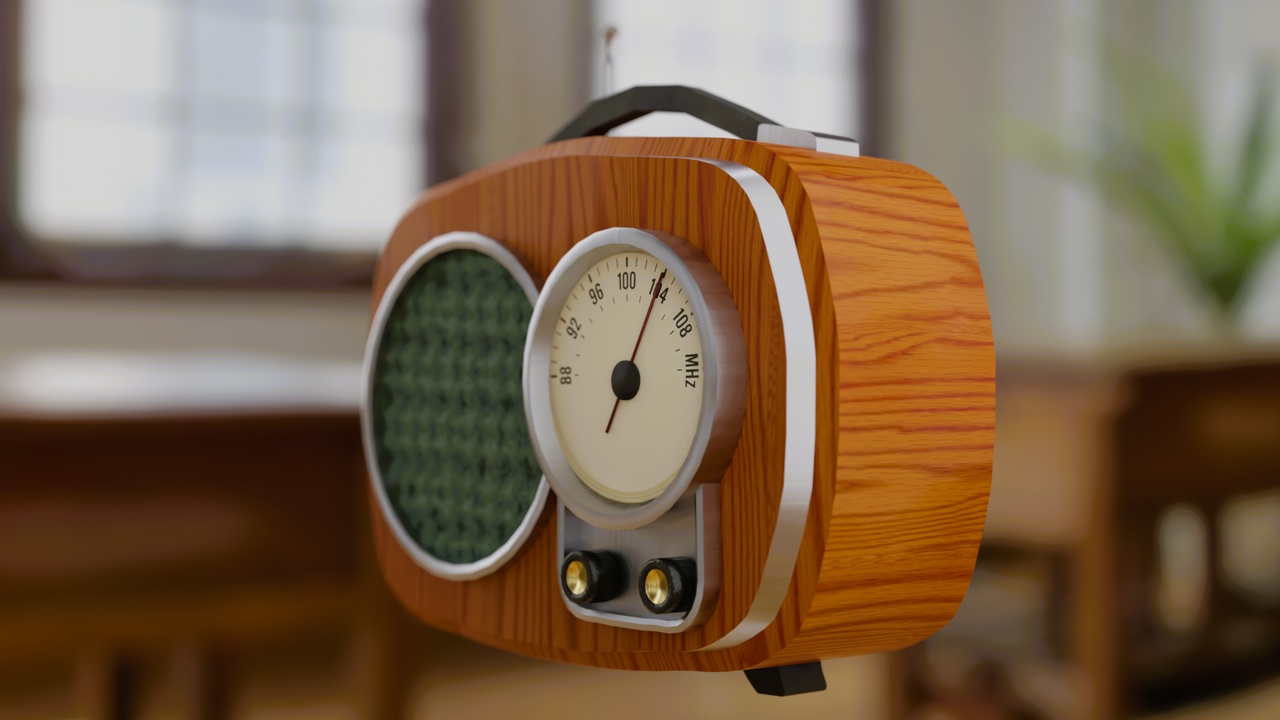 Media 1 for listing Vintage Mid Century Wooden Radio - Game Ready PBR