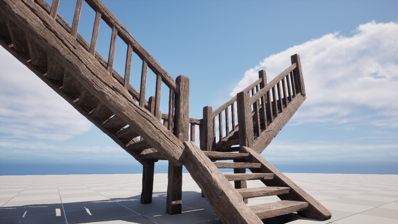 Media 1 for listing Wooden stairs/balcony/support/wood beams/wood panels