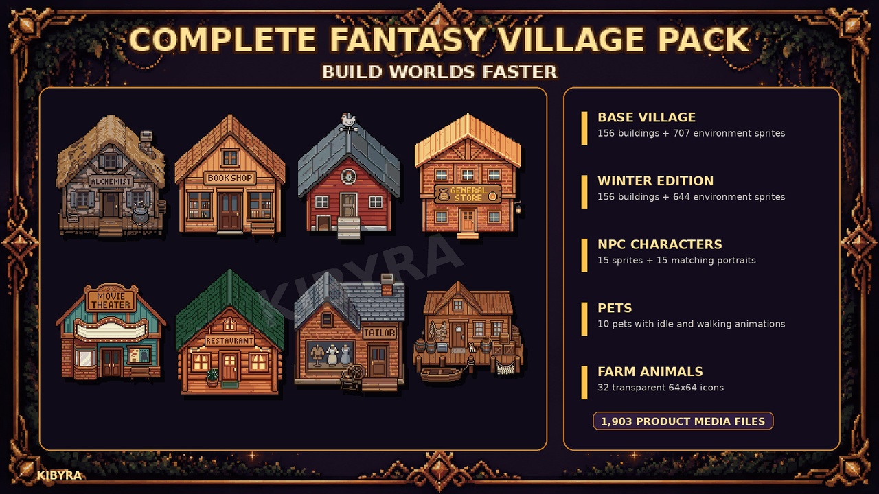 Media 1 for listing Fantasy Village Pixel Art Pack
