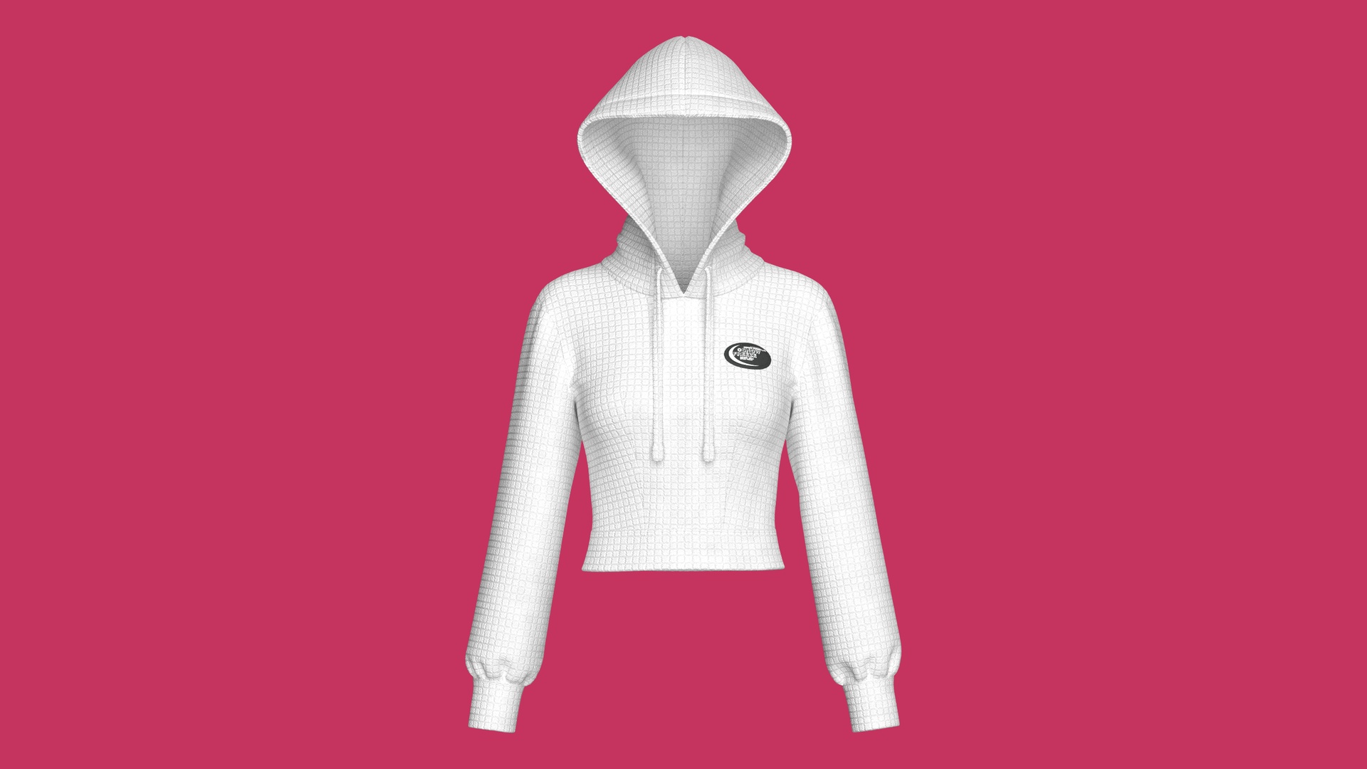 Media 1 for listing Girls White Cropped Hoodie With Patch | High Poly
