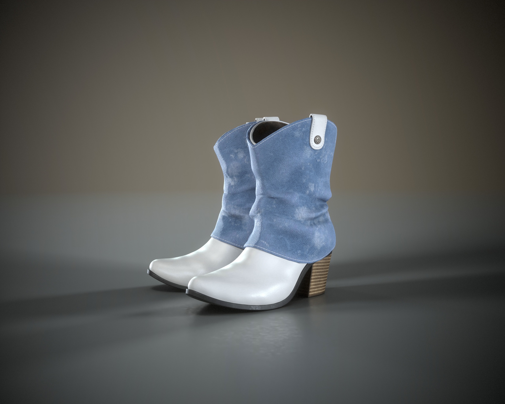 Media 1 for listing Denim Gaiter Leather Boots