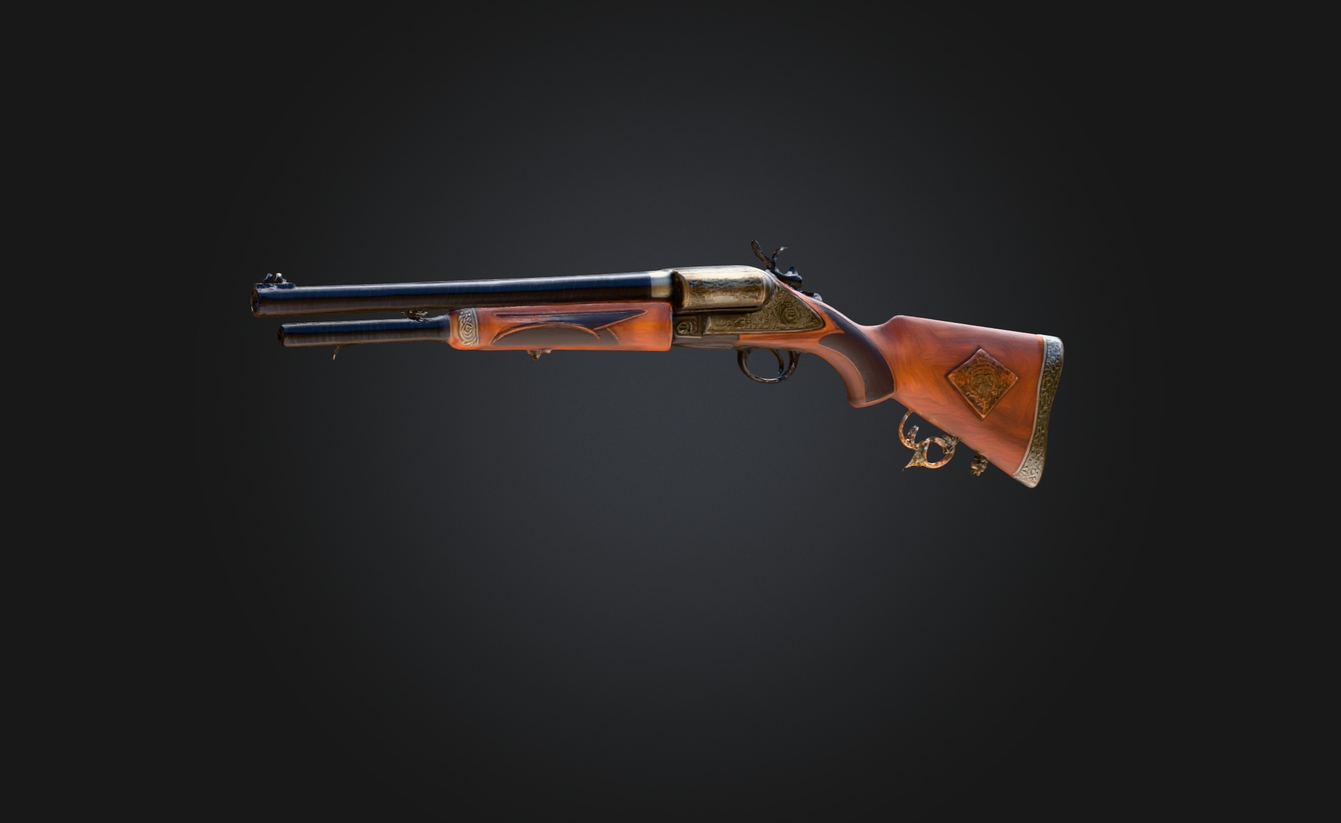 Media 1 for listing Gilded Thunderbreak – Ornate Double-Barrel Shotgun