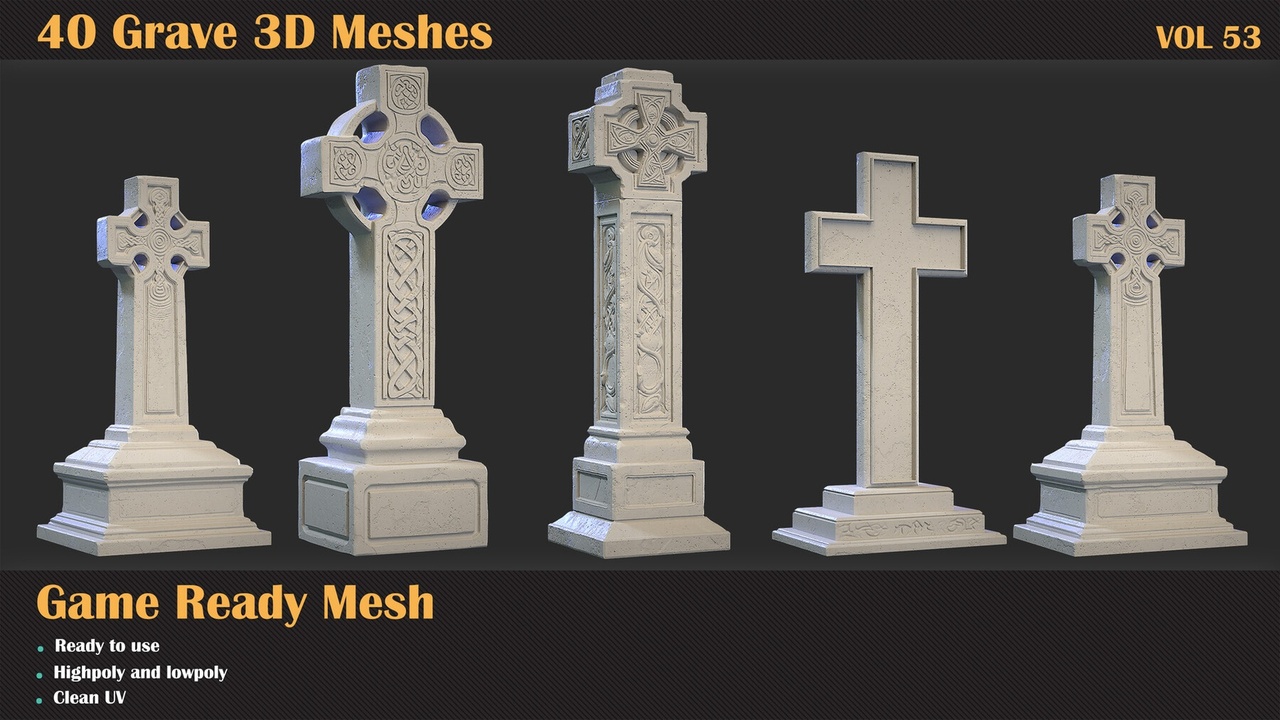 Media 1 for listing 40 Grave 3D Meshes - VOL 53