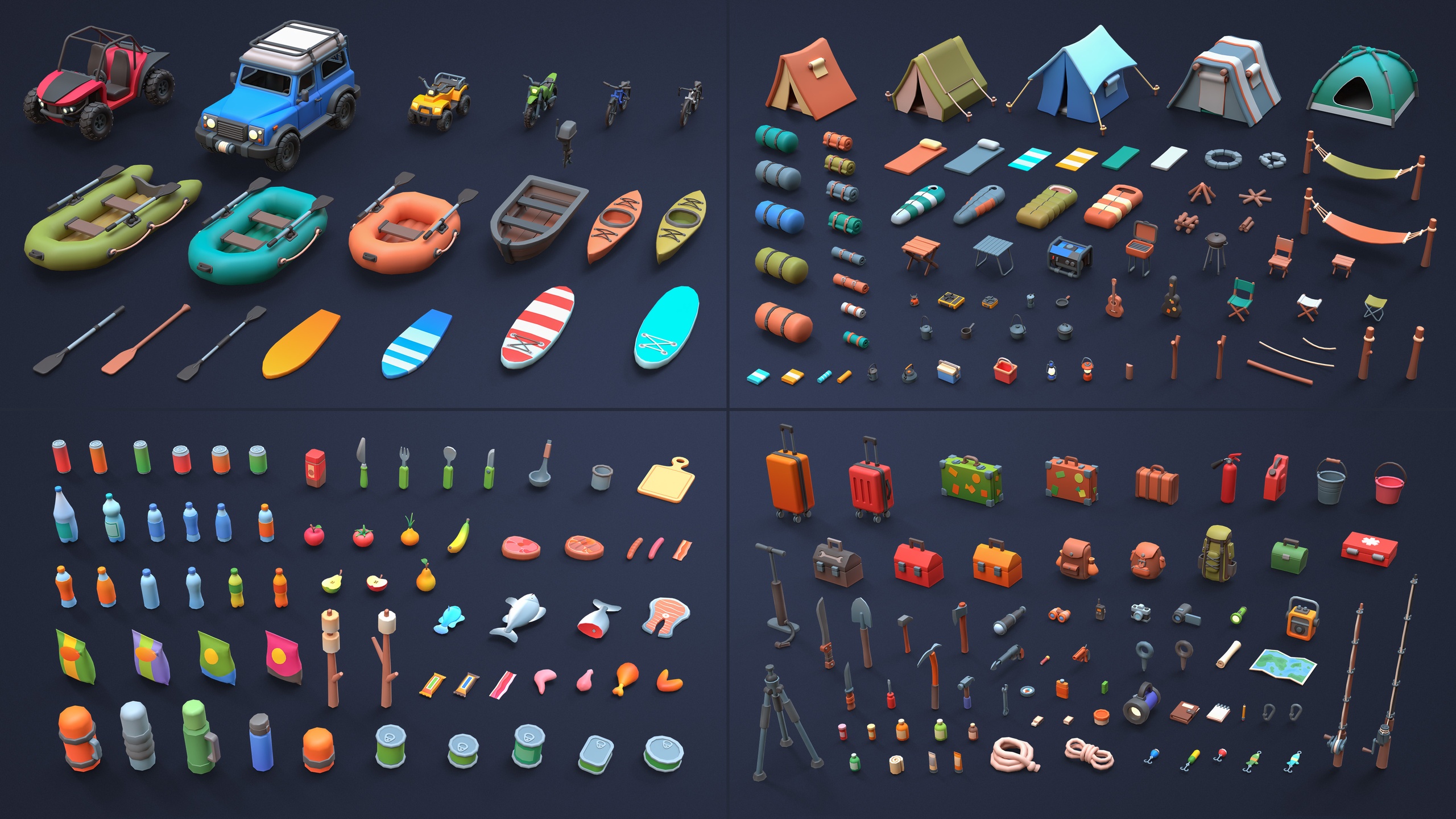 Media 1 for listing Camping Props - Low Poly 3D Models Pack