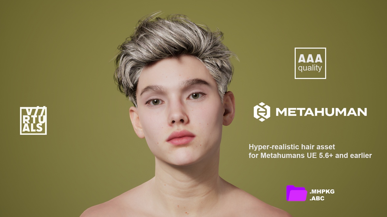 File multimediali per l'articolo Unisex Short Pixie - Undercut Quiff Fade Hair - Metahuman Groom - LÜM: 1