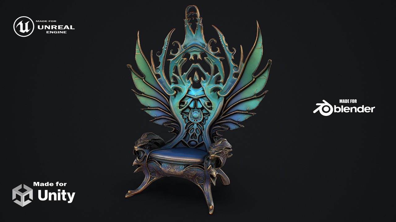Media 1 for listing Fantasy Throne 12 game ready 3d model