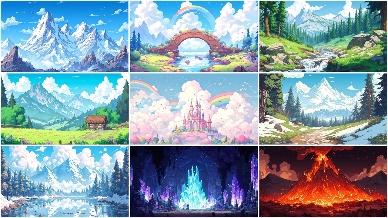 Media 1 for listing BACKGROUND - Pixel Mountain 1