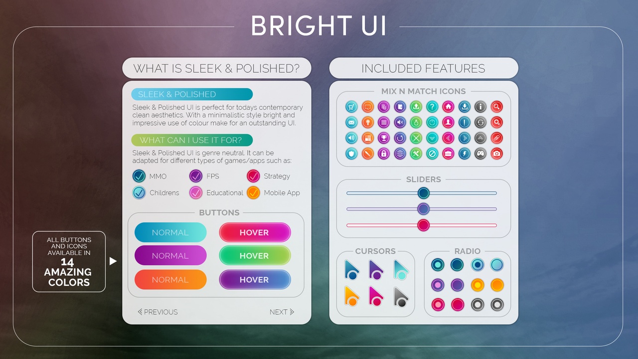 الوسائط 1 للقائمة Bright & Colorful UI Theme