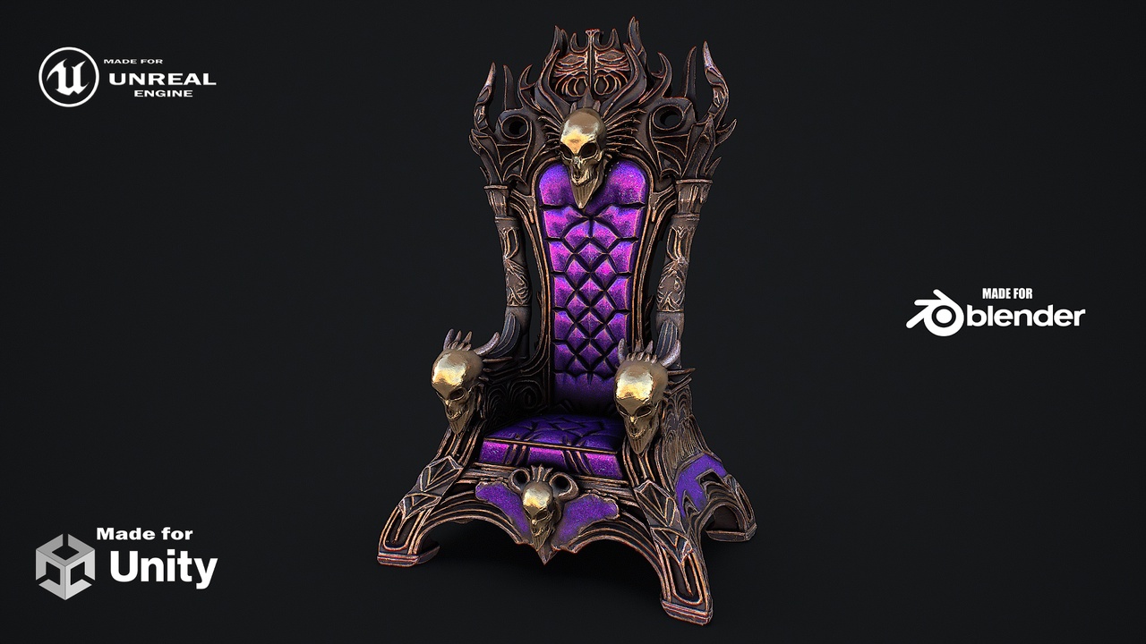 Media 1 for listing Fantasy Throne 10 game ready 3d model