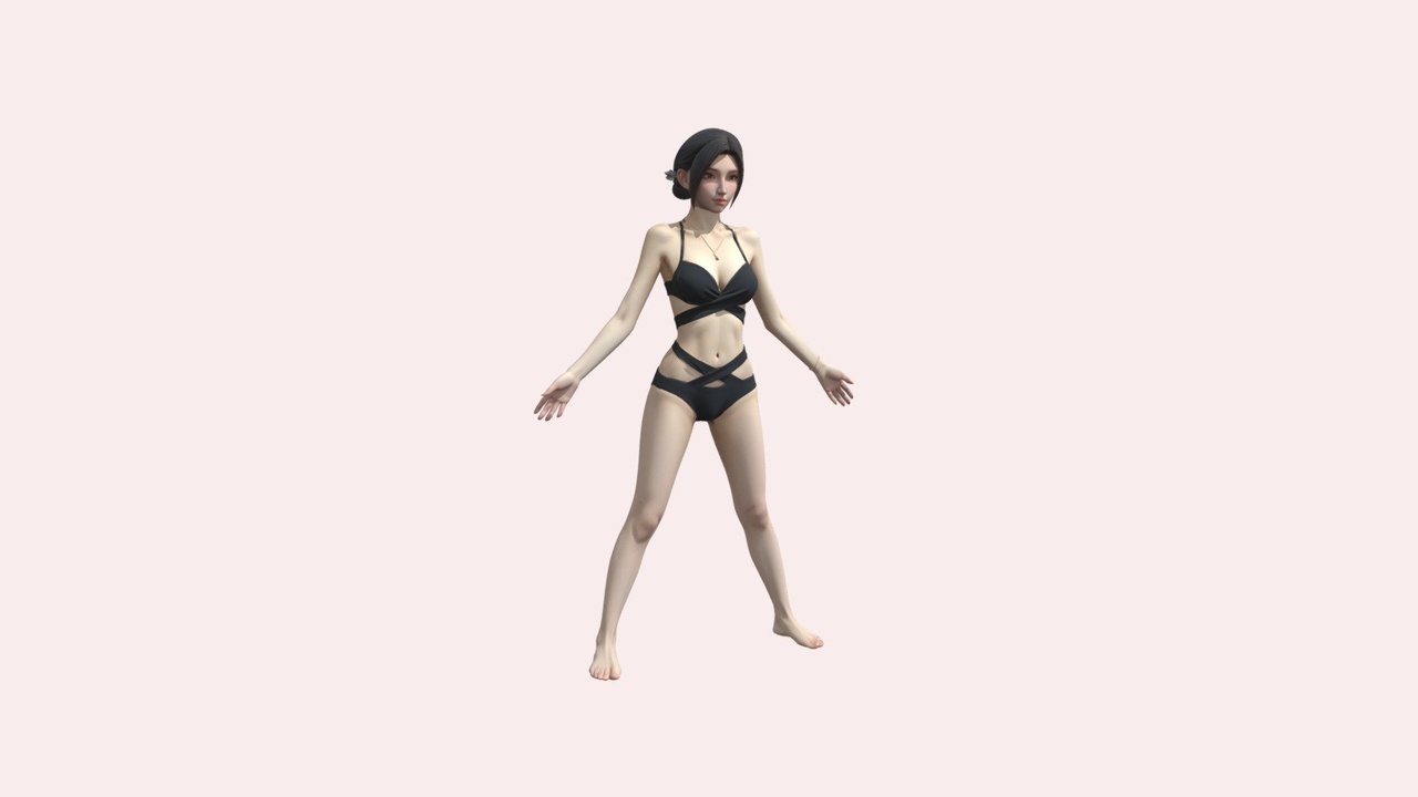 Media 1 for listing black Swimsuit Female Character Base Body 3D