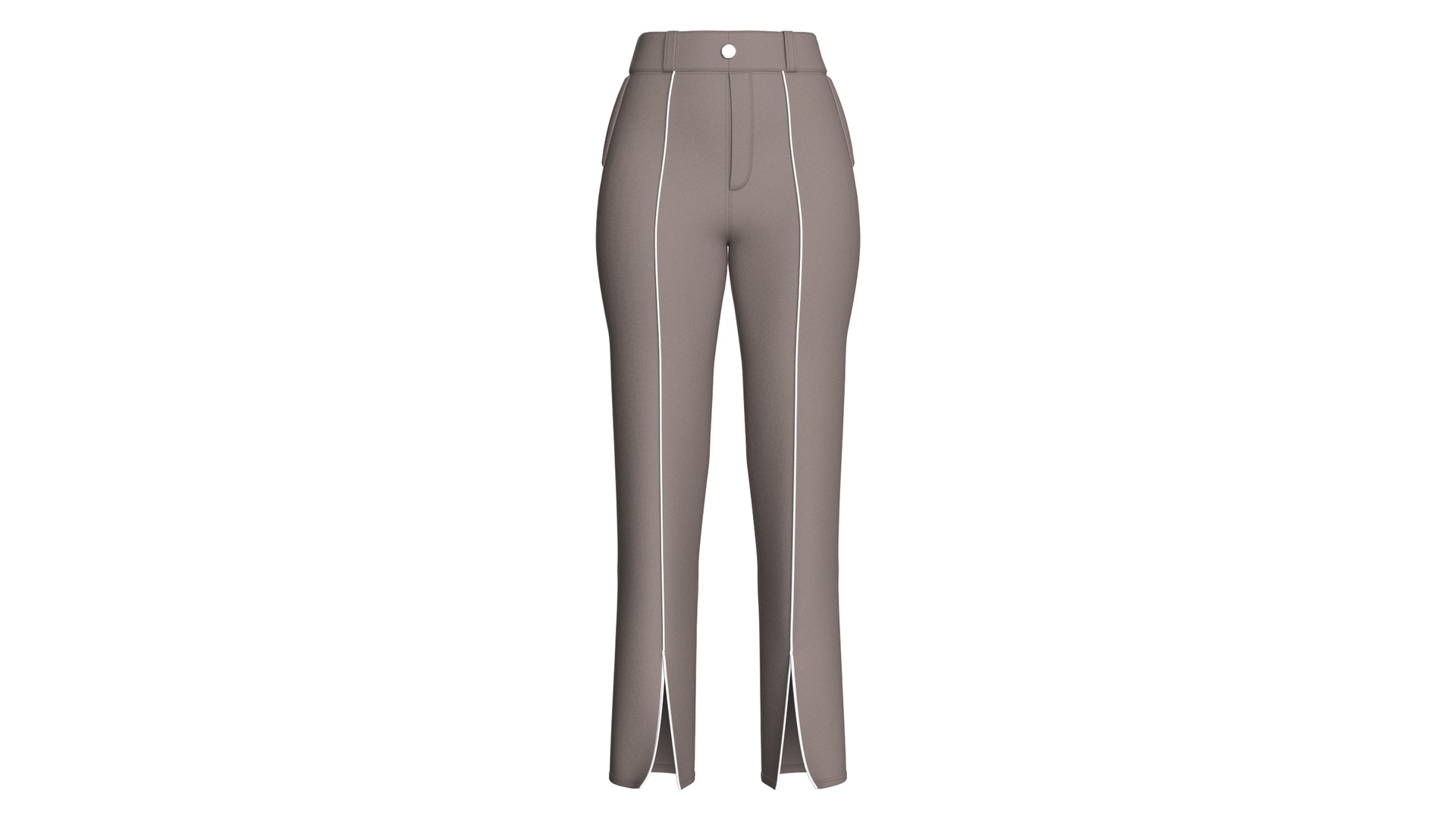 Media 1 for listing Girls Slits Hem Pants With White Piping | High Poly