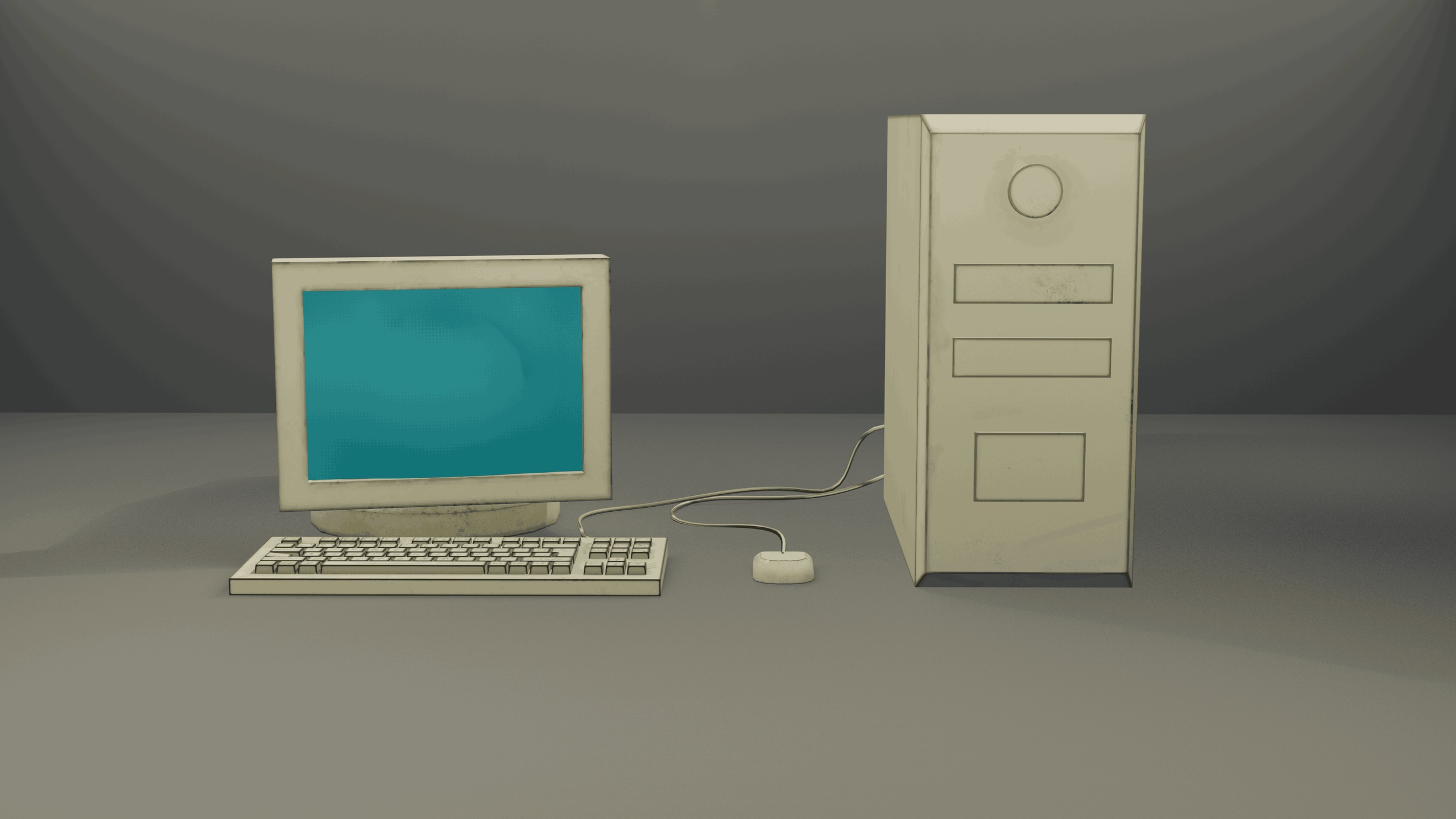 Media 1 for listing Old computer with hand painted keyboard Low-poly 3D model 4k textures