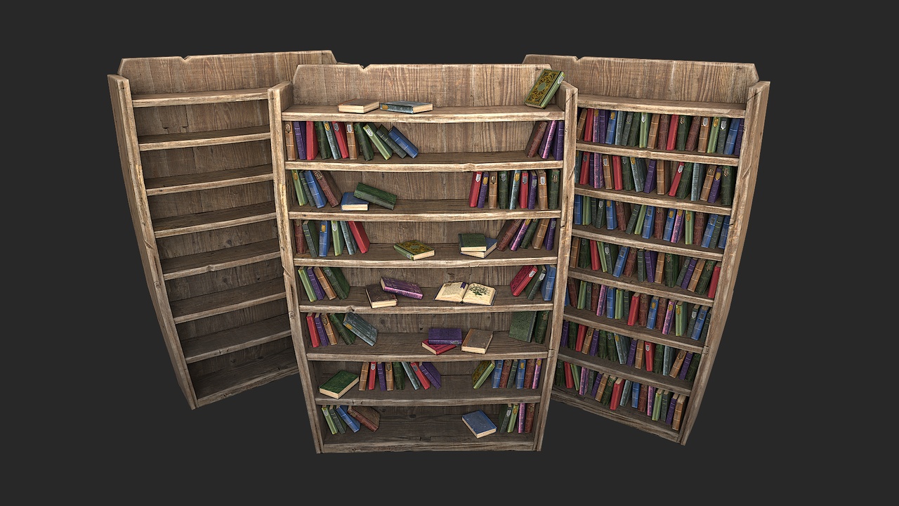 Media 1 for listing Medieval Bookcase Bookshelf Library Wooden Furniture