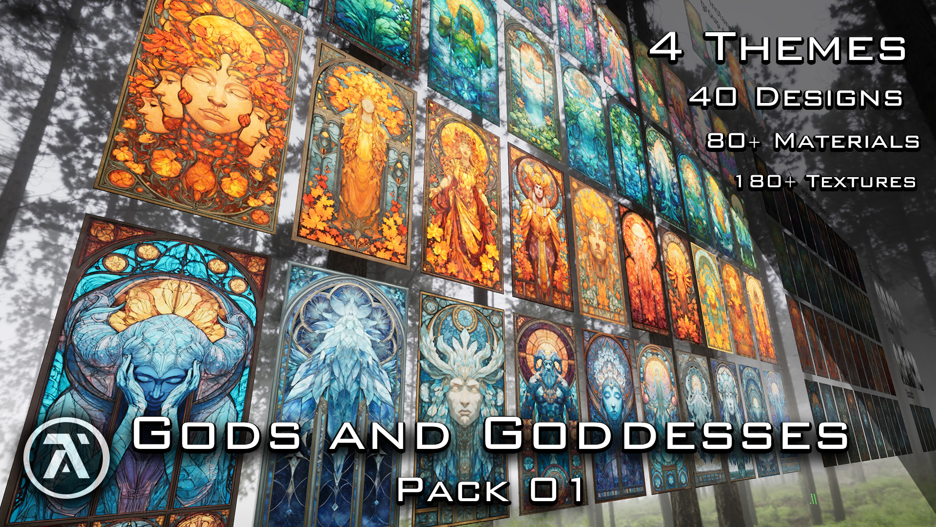 Sublime Stained Glass Materials : Gods and Goddesses Pack 01 | Fab