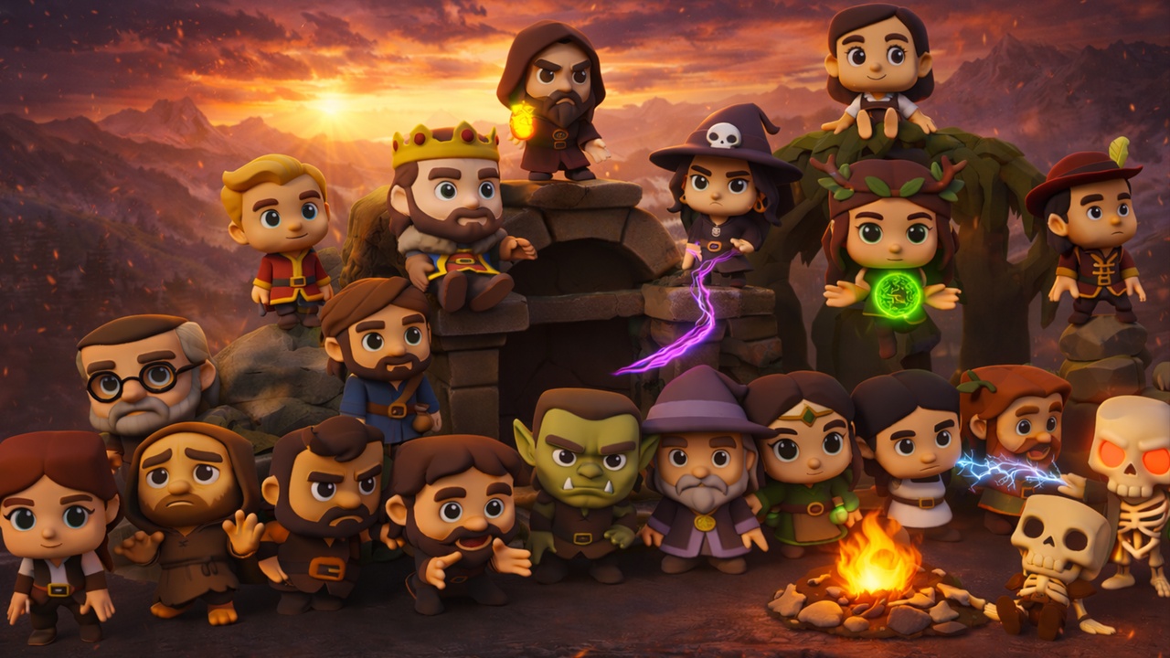 Media 1 for listing Fantasy Stylized Bobblehead Characters 20 Pack - Rigged - LowPoly - Gameready