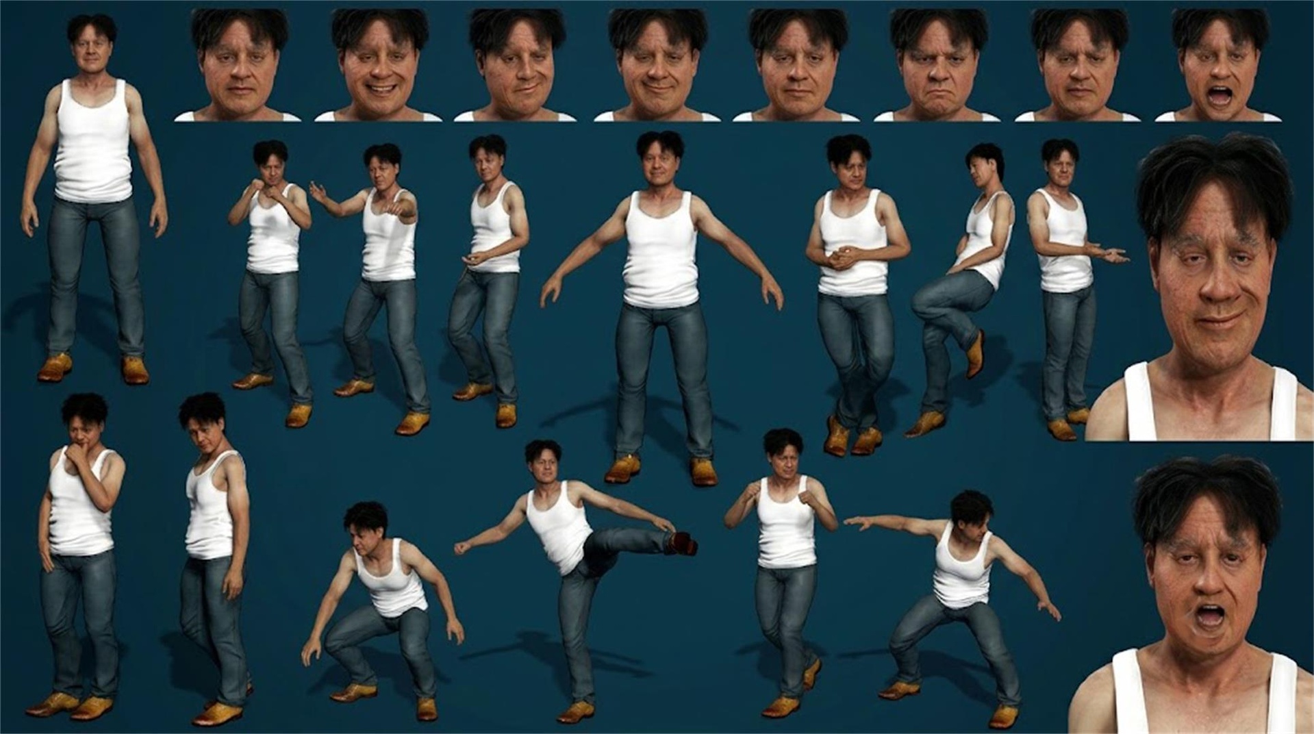 Media 1 for listing Expressive Middle  Aged Man in Tank Top  Fully Rigged Character