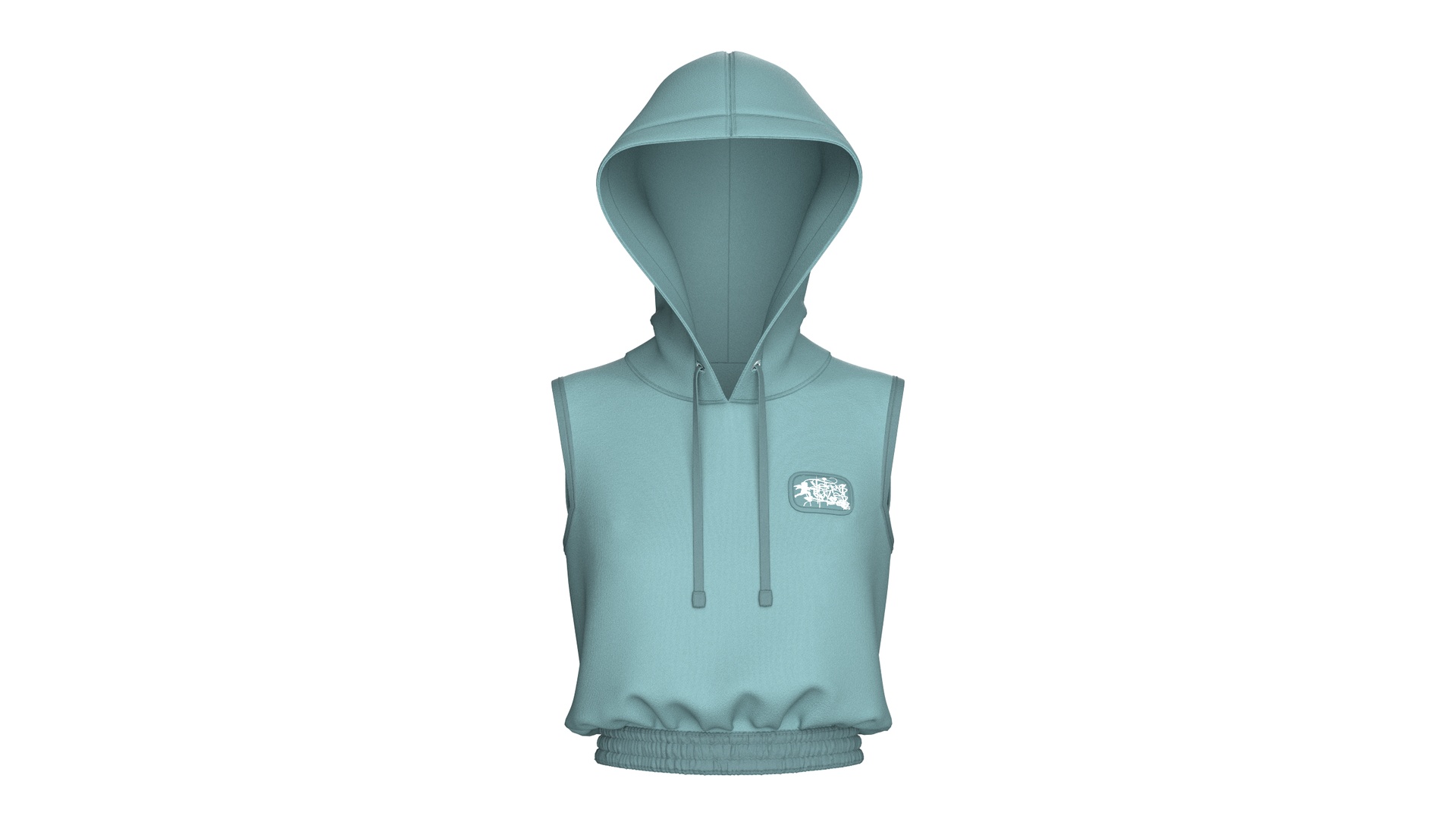 Media 1 for listing Girls Crop Sleeveless Hoodie With Elastic Hem | High Poly