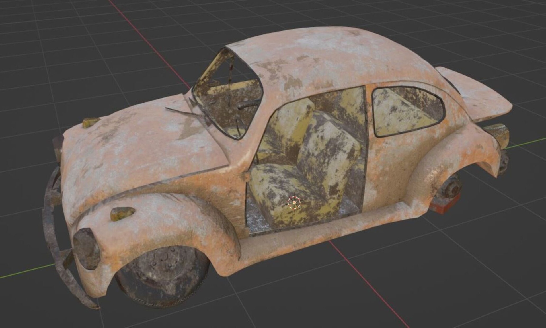 Media 1 for listing Vintage Retro Car Wreck - Game-Ready Post-Apocalyptic Vehicle Prop