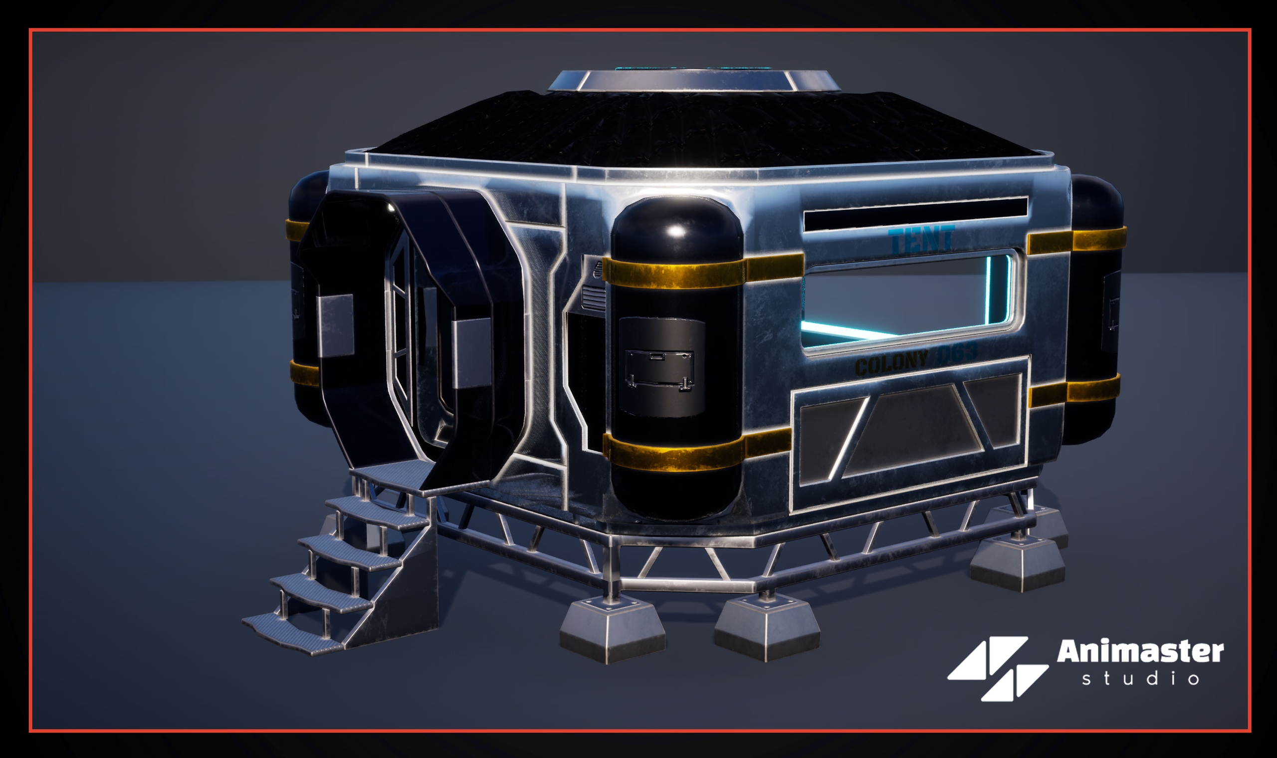 Media 1 for listing Sci-Fi Military Tent – Rigged & Animated