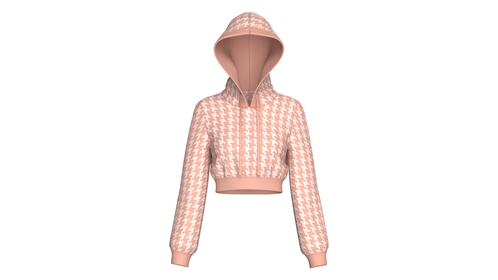 Media 1 for listing Girls Houndstooth Cropped Pullover Hoodie | High Poly