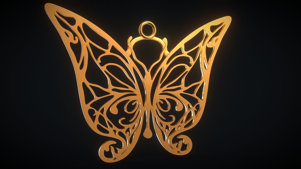 Multimedia 1 para anuncio Butterfly Stylized Pendant Amulet Design