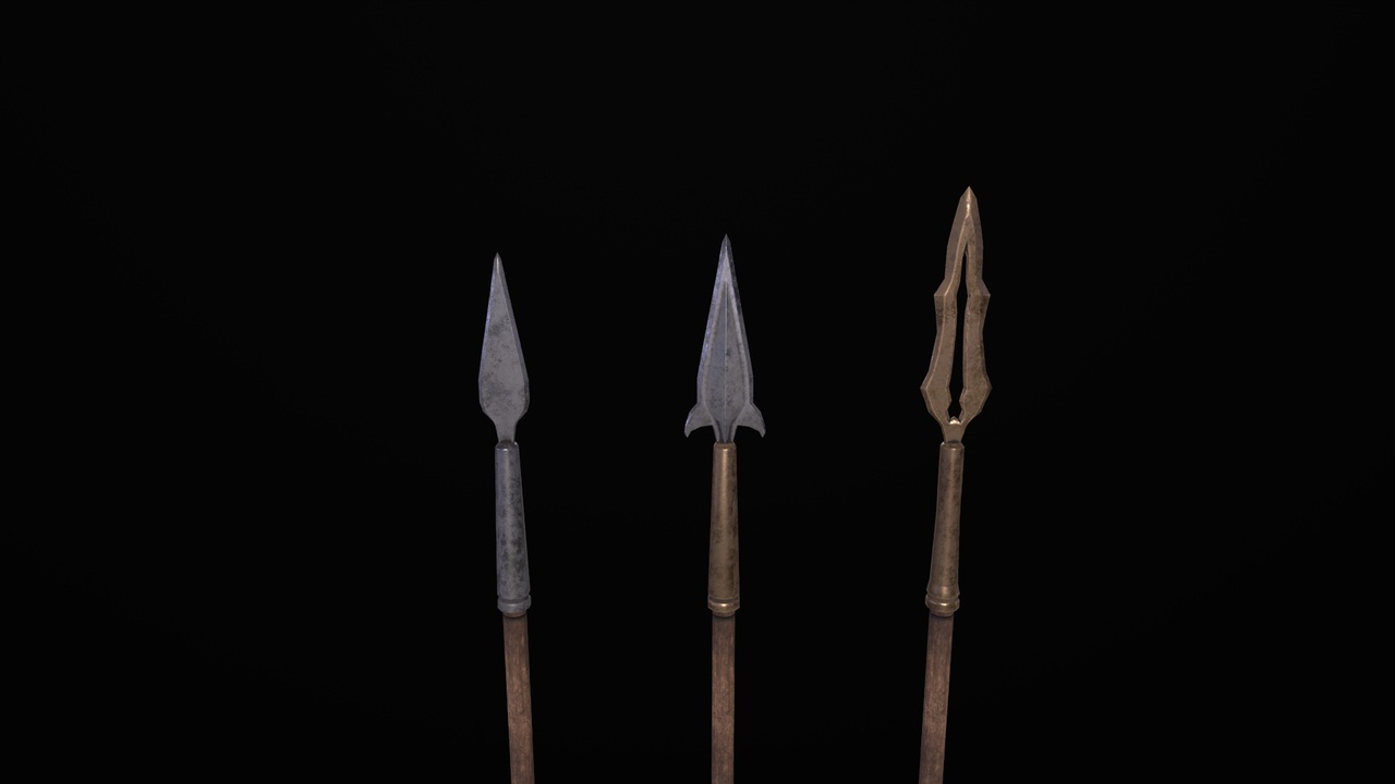 商品 Set of three simple spears. Lance, spear, javelin weapon pack 的媒体 1