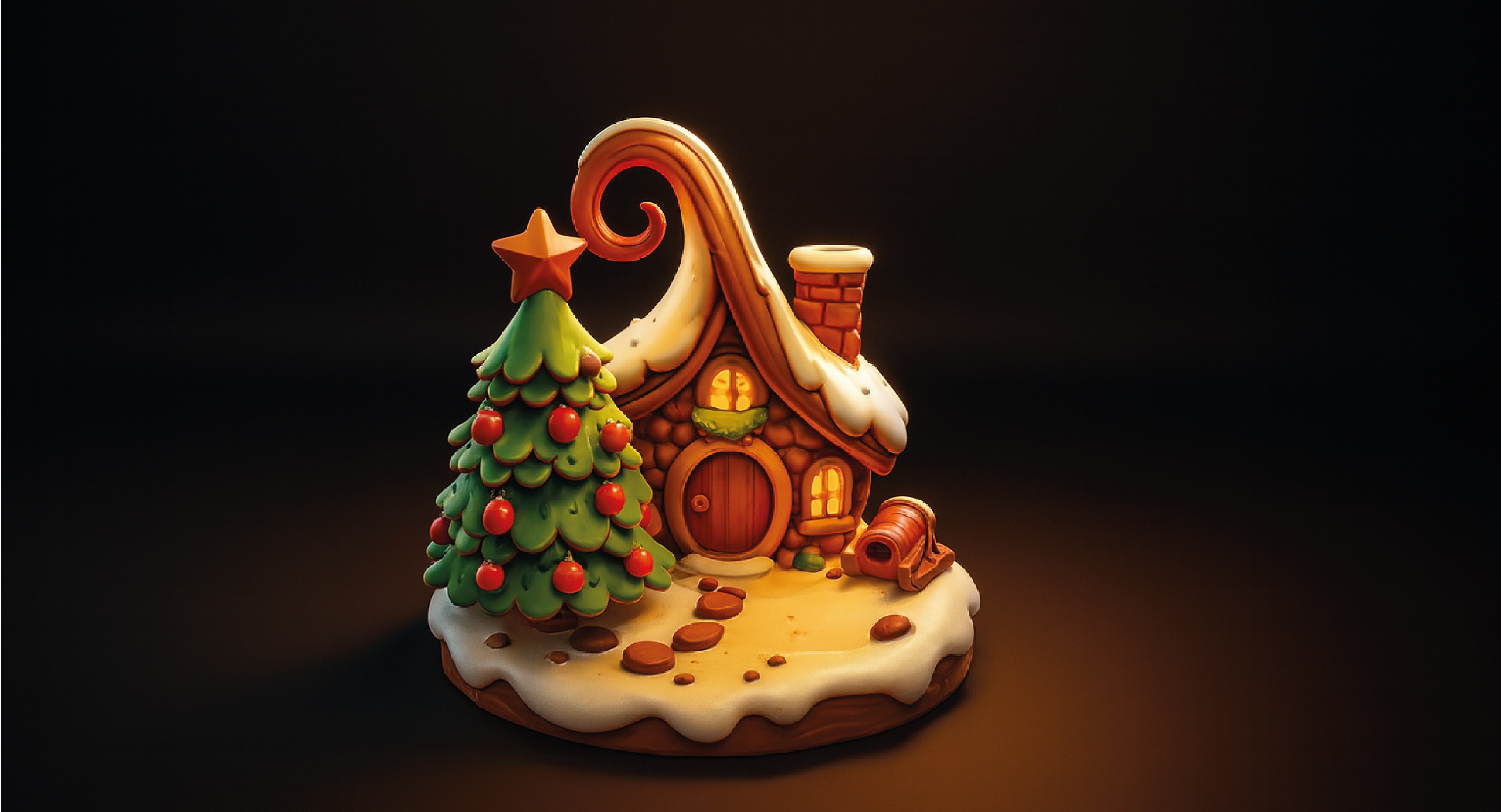 Media 1 for listing Whimsical Gingerbread Cottage – Holiday-Themed 3D Environment Model