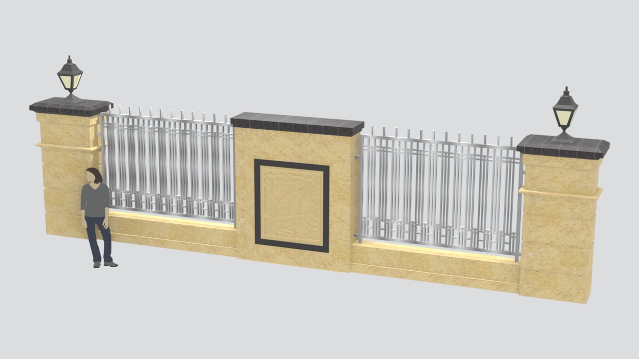 Media 1 for listing Chinese Garden Boundary Wall Standard Modular Section 3D Model