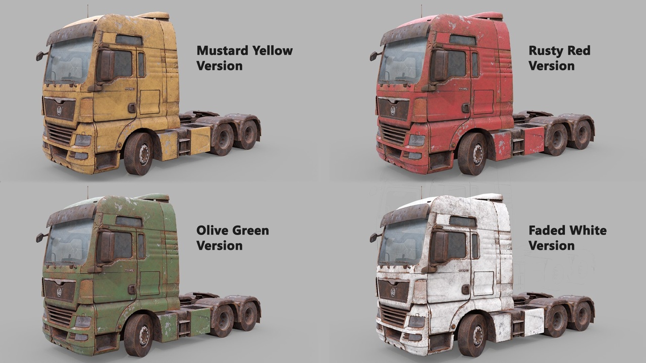 Media 1 for listing Heavy Truck Chassis 04 Dirty 4 Variants Collection All PBR Textures