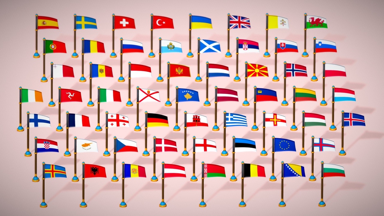 Media 1 for listing Europe Countries Flags Pack Toon Style Low Poly