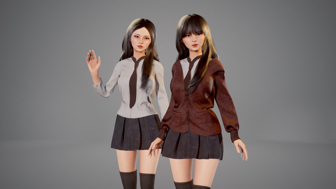 الوسائط 1 للقائمة School Girl - Female Modular Character