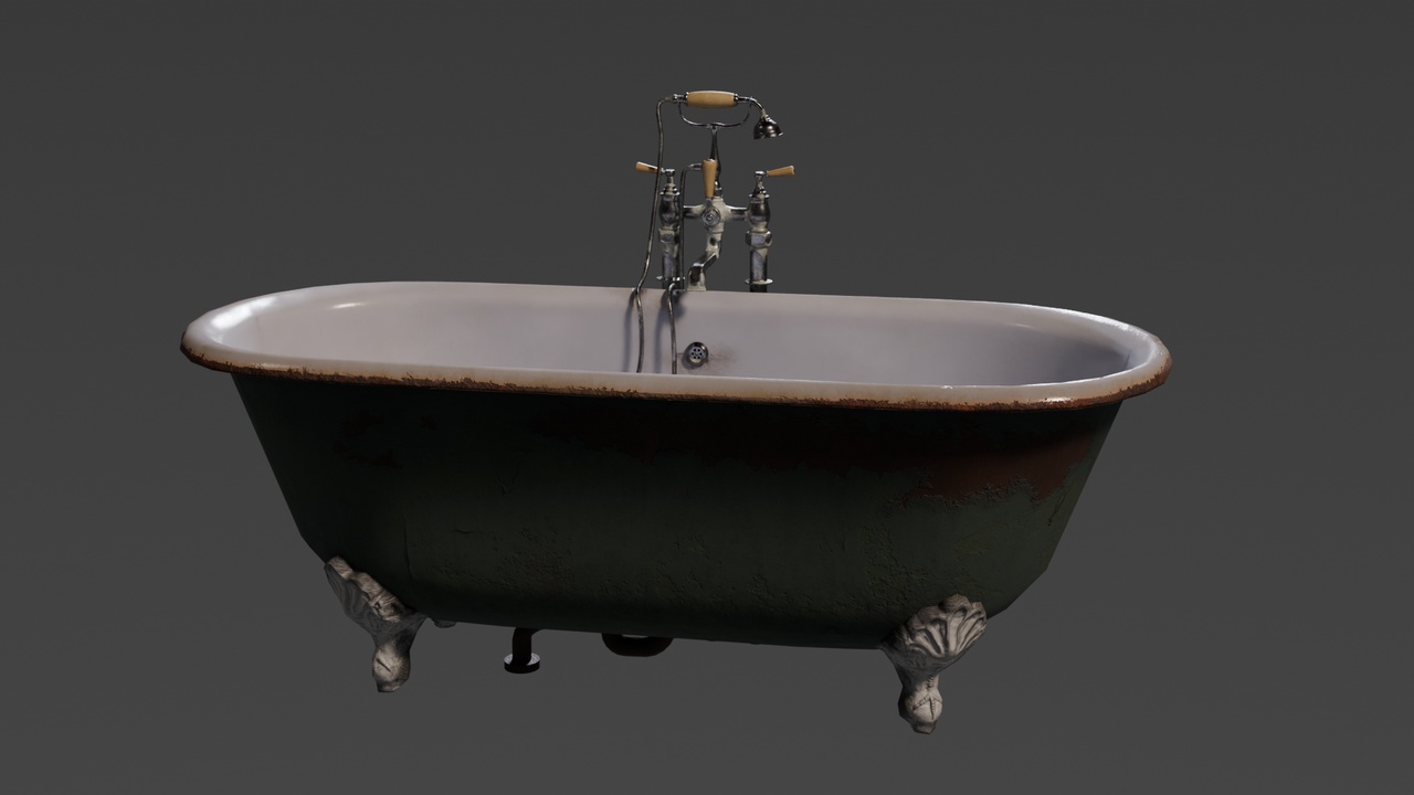 Media 1 for listing Painted Cast Iron Bath rusted version