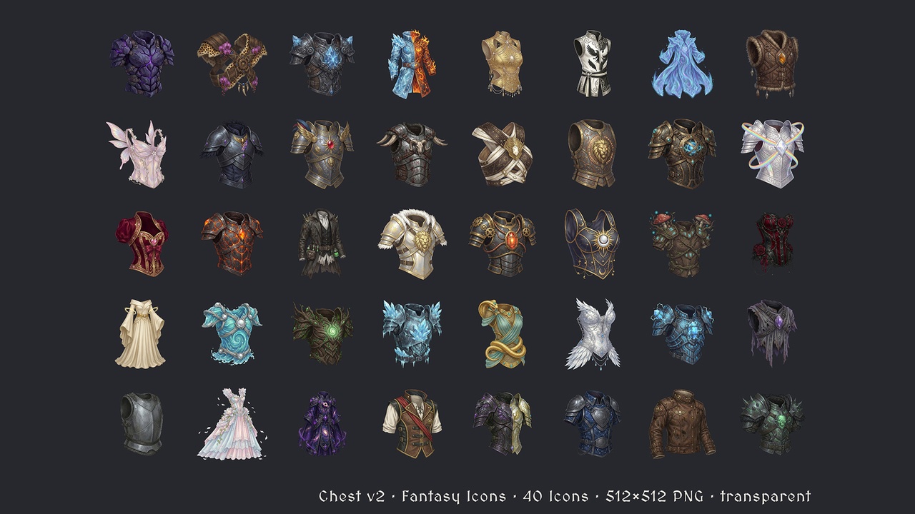 Media 1 for listing Chest Armor - 40 Fantasy Icons [512x512 HD]