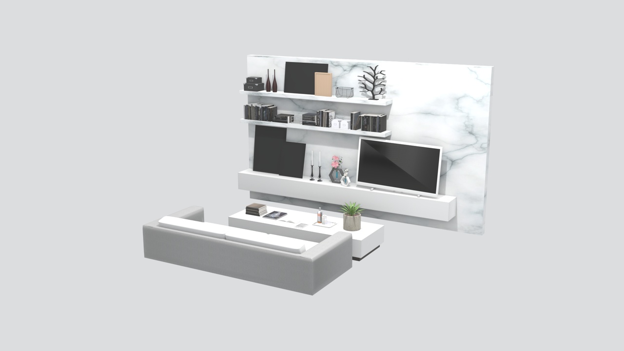 Media 1 for listing Modern Living Room Sofa TV Wall Interior 3D Model