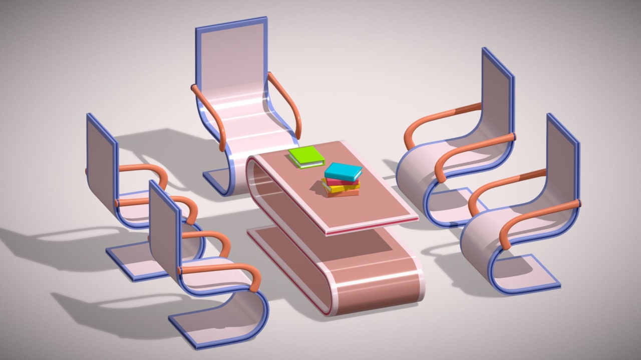 Media 1 for listing Meeting Table & Chair Set – 3D Modern Stylish Furniture Collection (Low Poly)