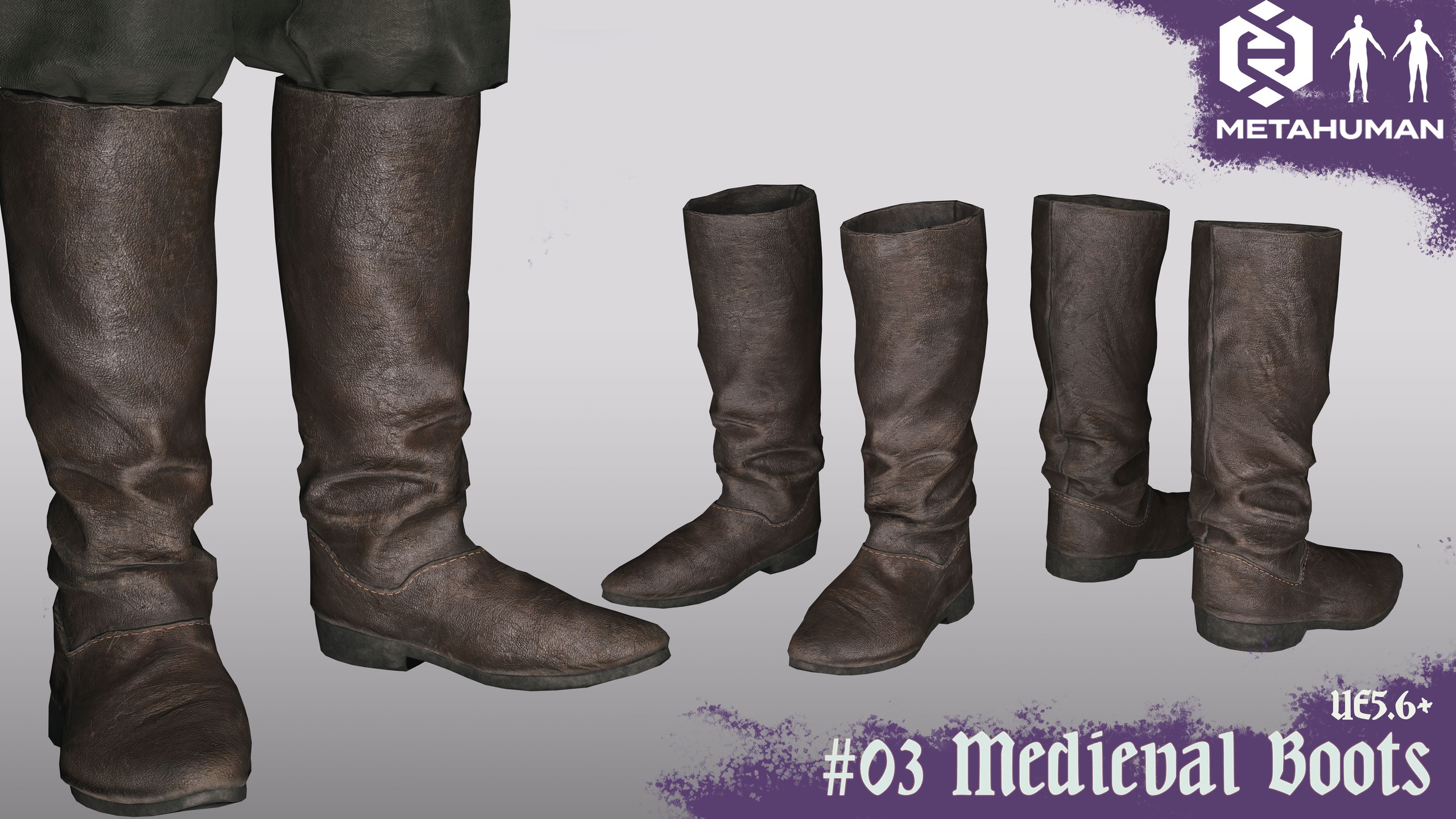 Media 1 for listing 03_Medieval Boots - Resizable Outfit Metahuman