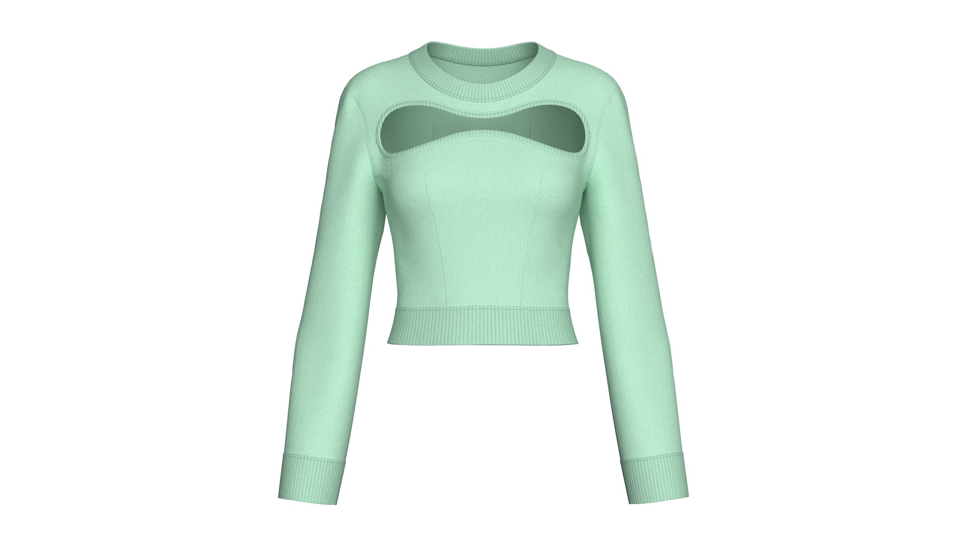 Media 1 for listing Girls Front Chest Cutout Long Sleeve Crop Top | High Poly