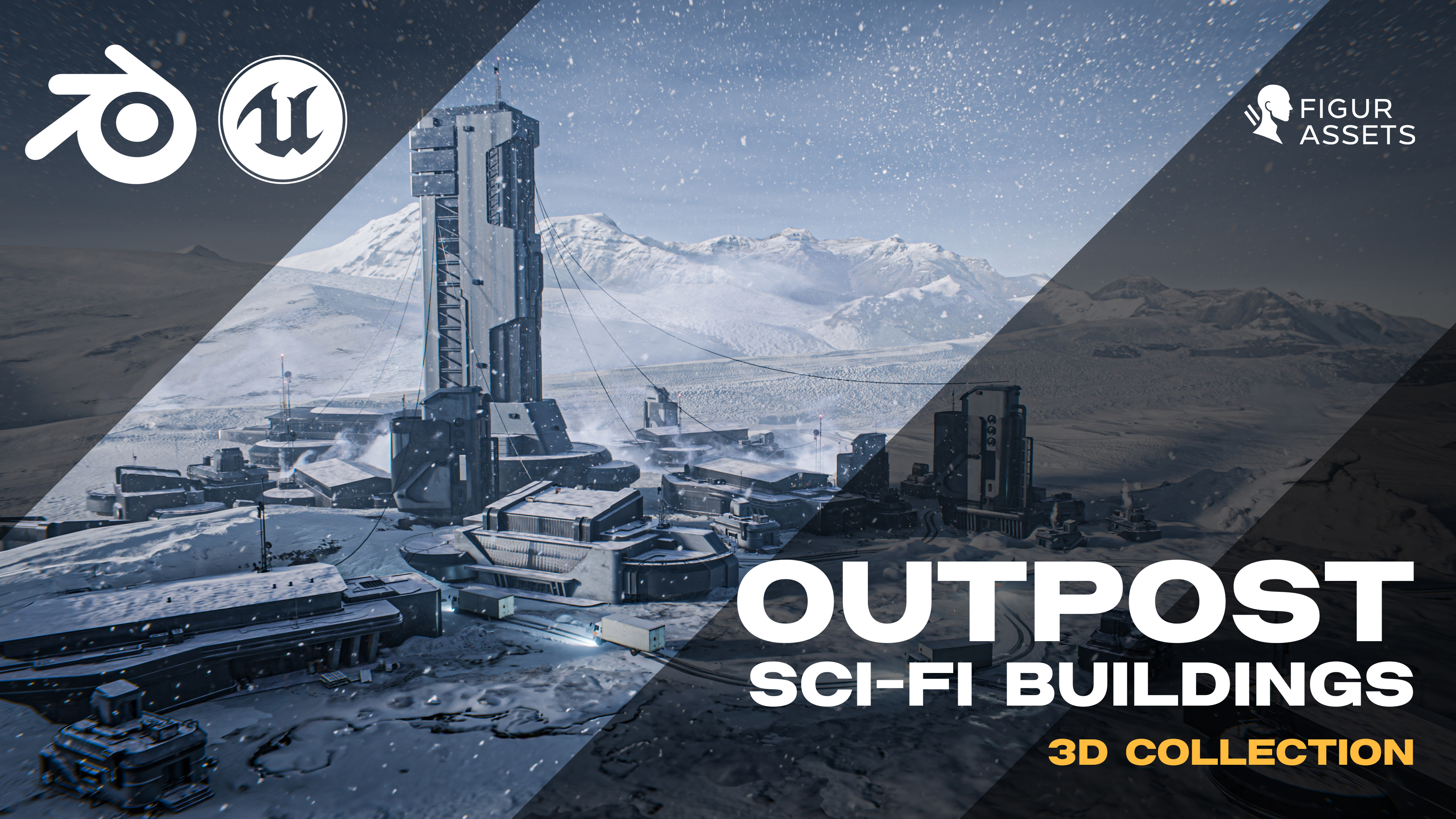 Sci-Fi Outpost Buildings - Asset Pack Low-poly 3D model | Fab