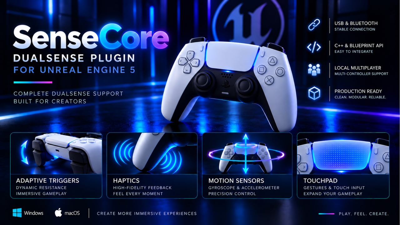 Media 1 for listing SenseCore: DualSense Support for Unreal Engine 5