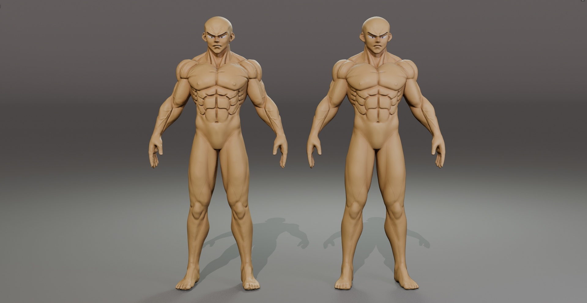 Media 1 for listing Muscular Anime-Style Male Character Base Model