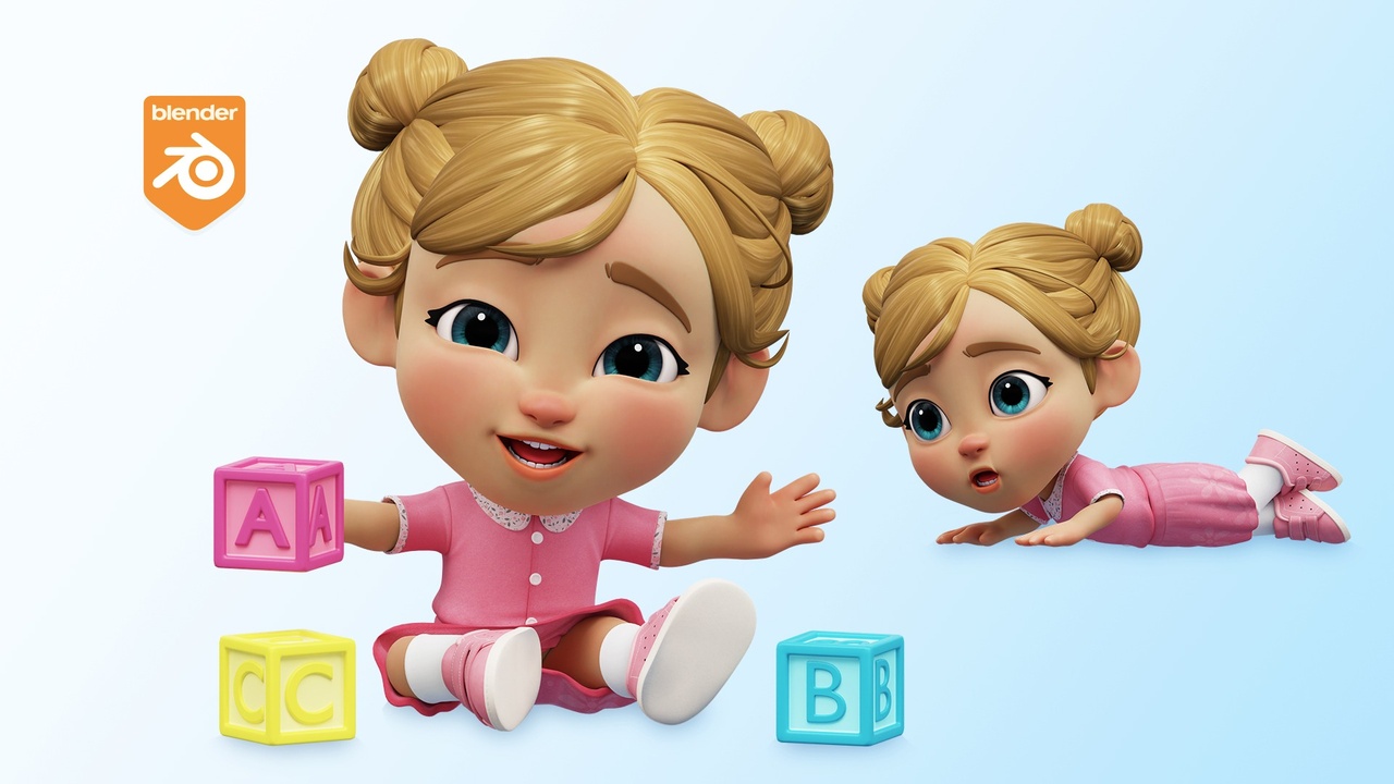 Media 1 for listing Cartoon Baby Girl - Rigged 3D Character