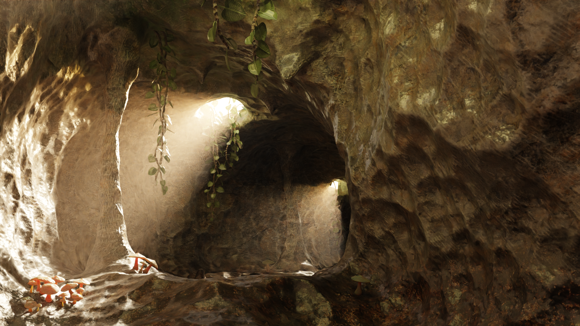 Cave V1 - Underground Tunnel Environment with Vegetation | Fab
