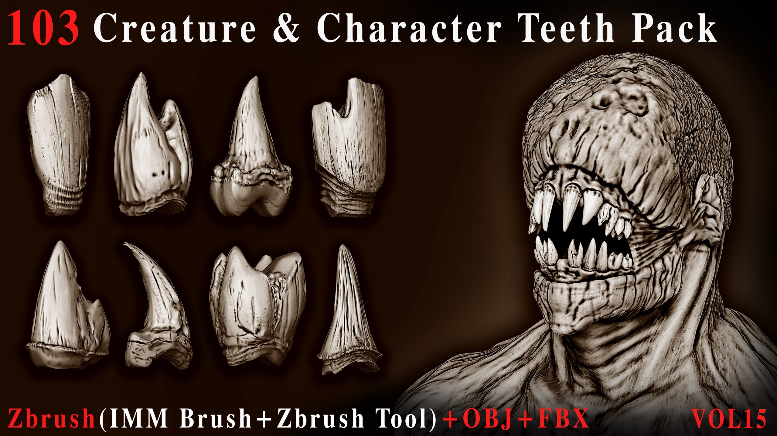 Media 1 for listing 103 Creature & Character Teeth IMM Brush Pack - Vol 15