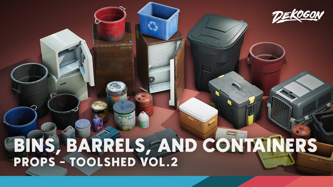 Media 1 for listing Toolshed / Garage Props VOL.2 - Bins, Barrels, and Containers