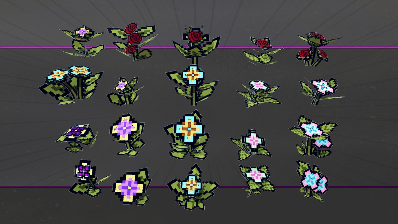 Media 1 for listing Stylized_Pixel_Flowers