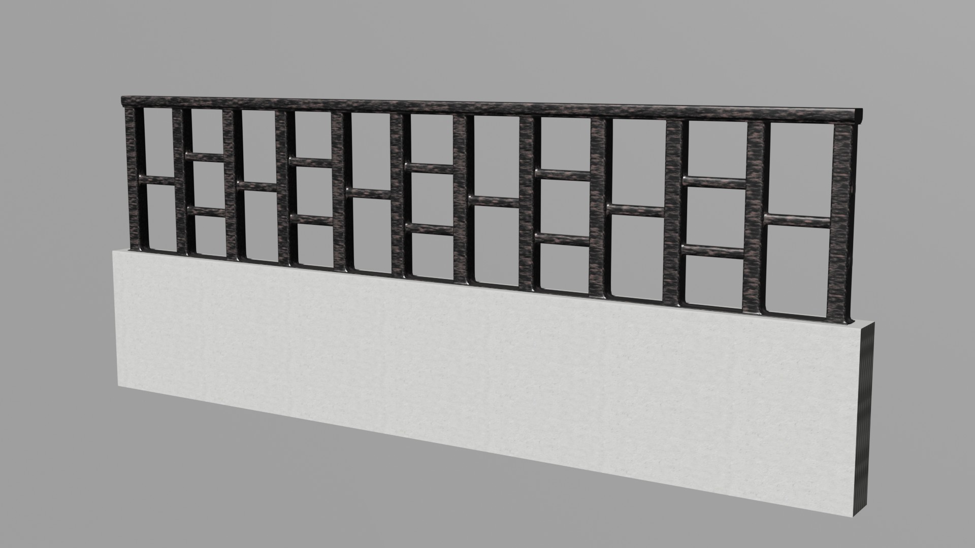 Painted Steel Railing with Concrete Base | PBR Textured | Square Fence ...