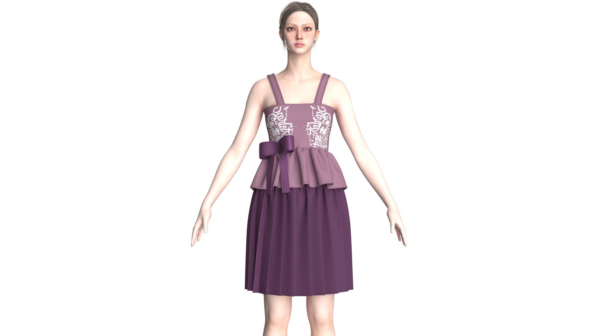 Media 1 for listing Girls Printed Midi Dress V5 | High Poly