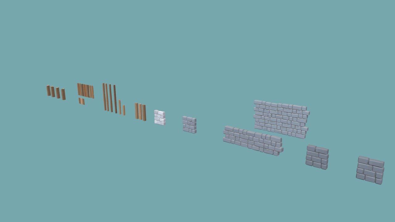 Media 1 for listing Low Poly Planks Logs and Bricks